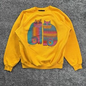 Vintage 90s Laurel Burch Sweatshirt Size Large Rainbow Cat Cousins Pullover USA